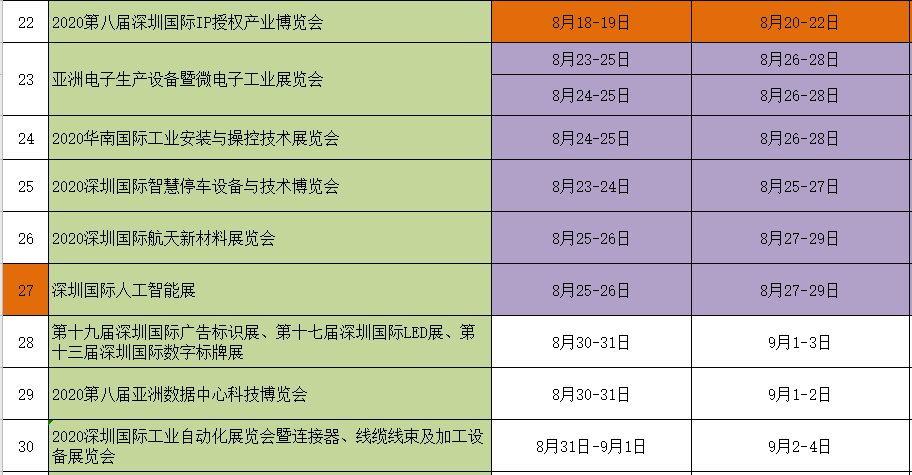 深圳会展中心2020年展会排期表03