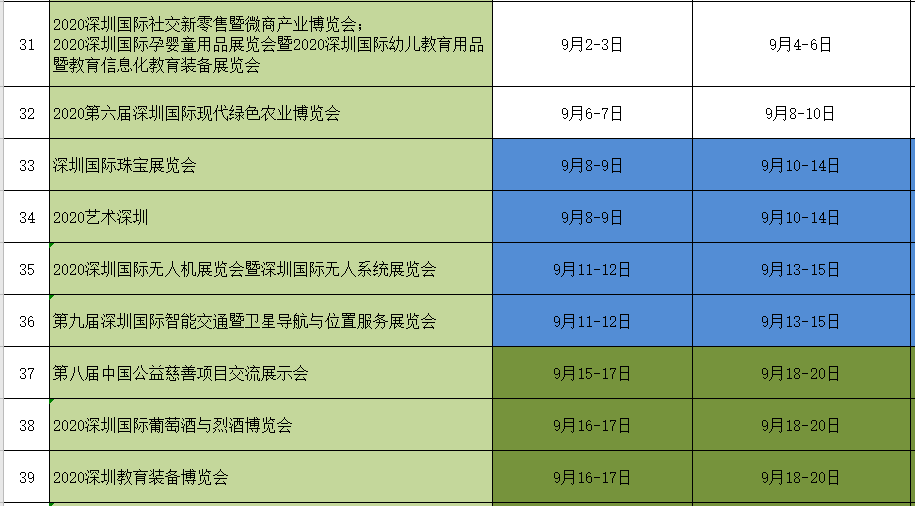深圳会展中心2020年展会排期表04