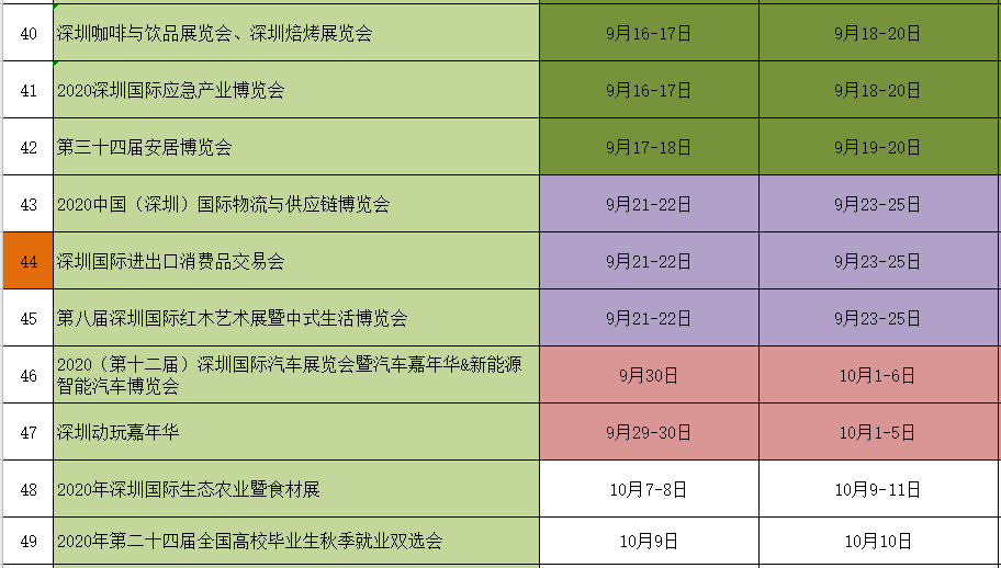 深圳会展中心2020年展会排期表05